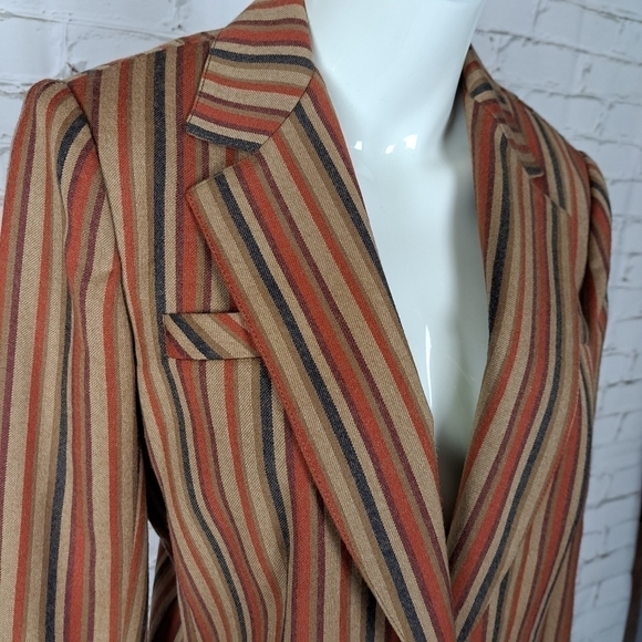 VINTAGE Bernard Cowan pure virgin wool Striped Blazer - Picture 3 of 14